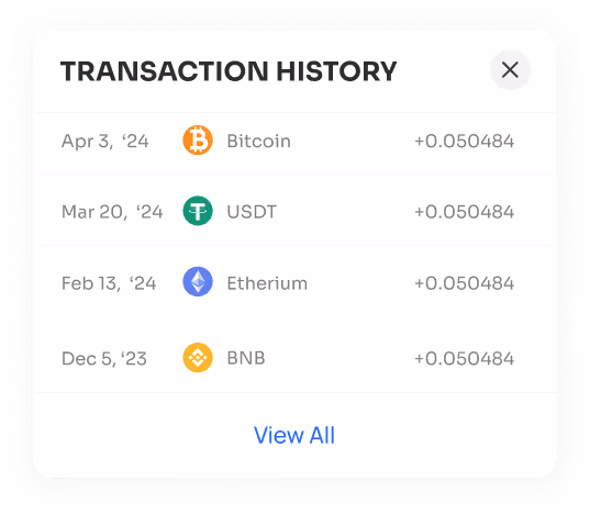 Transaction History ui snippet