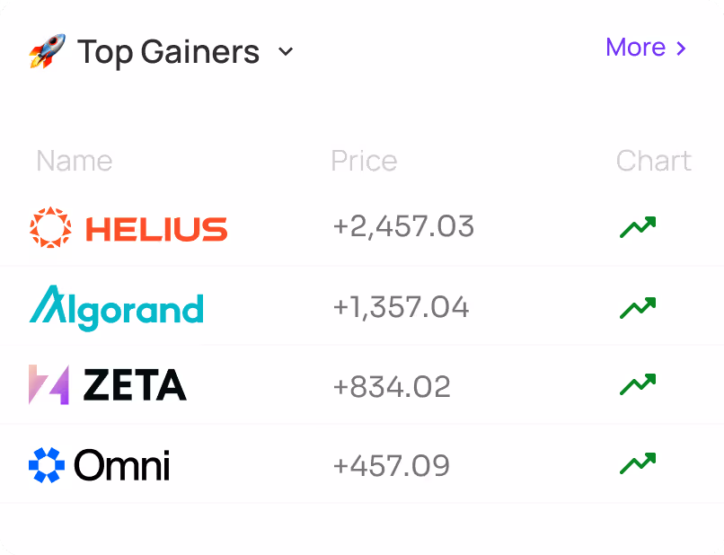 Top Gainers UI Snippet