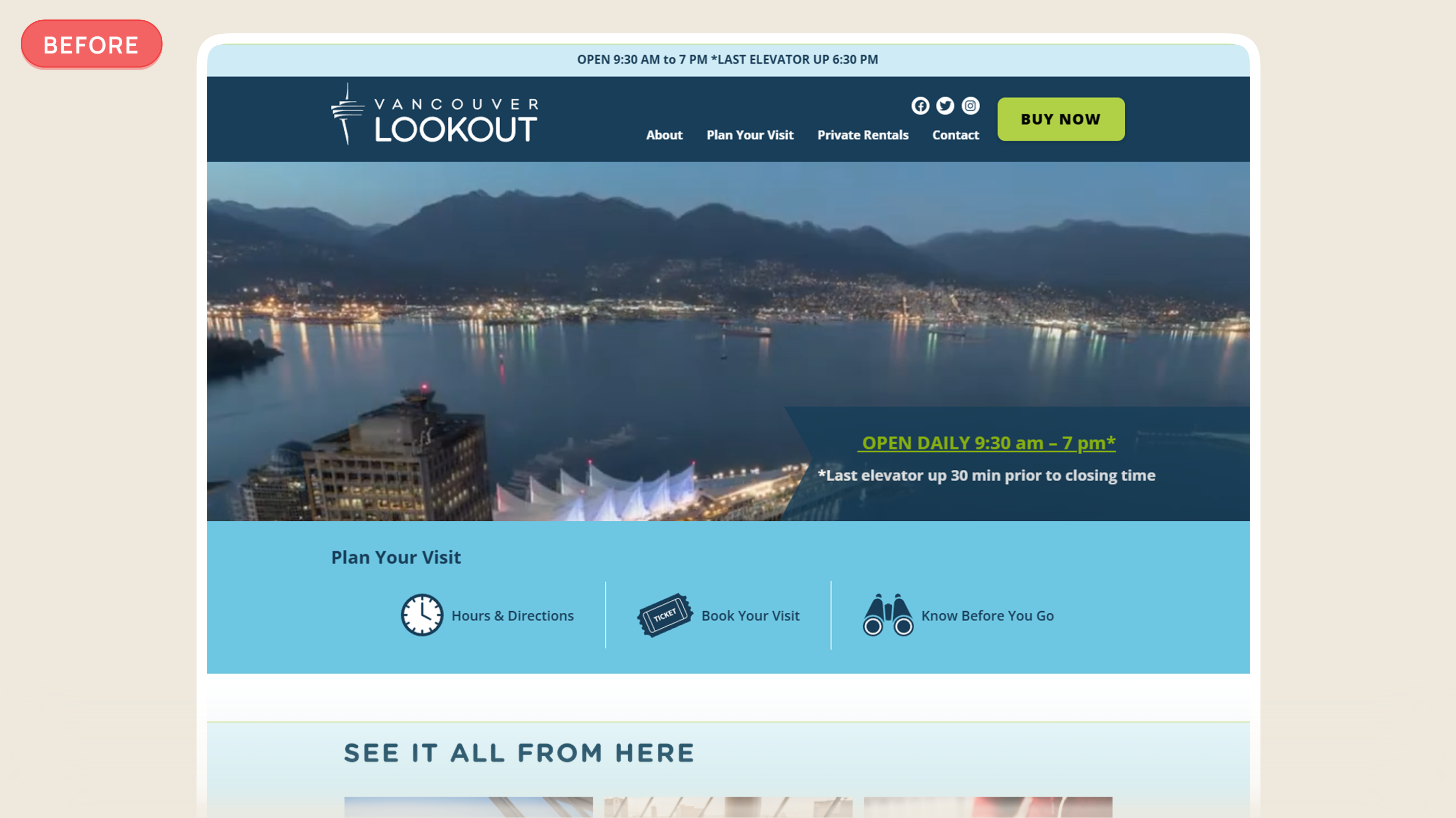 Vancouver Lookout site before the redesign