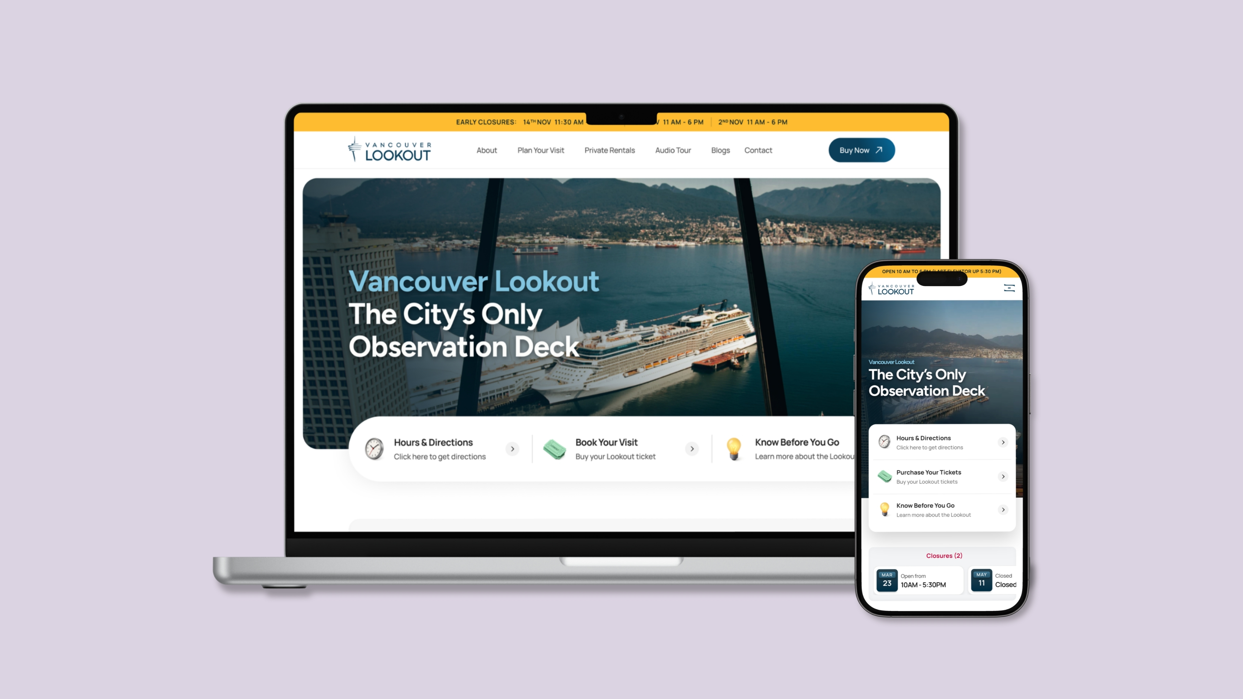 Vancouver Lookout website redesign cover image showing the refreshed homepage by Saffron Creative