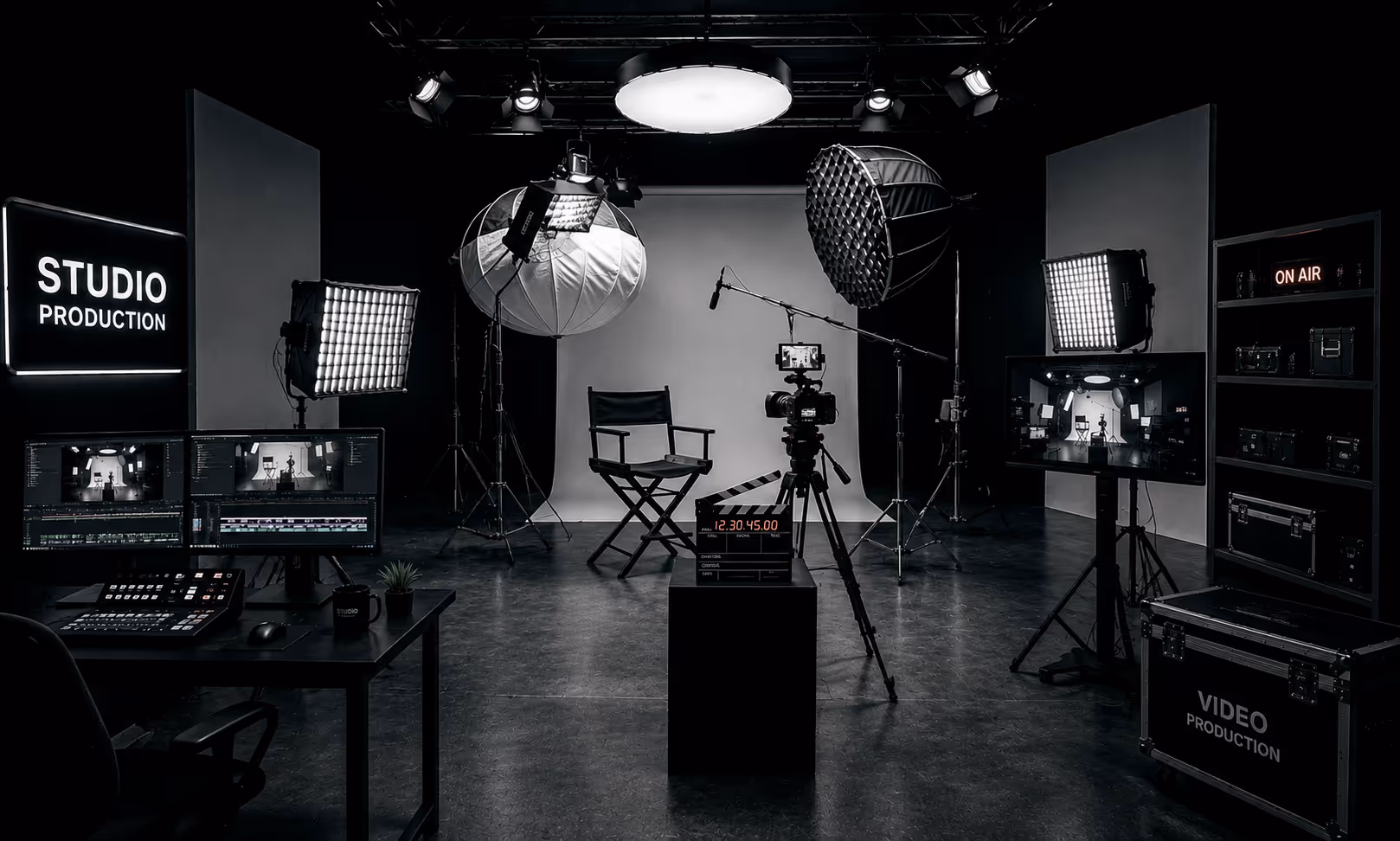 Tournage en studio vidéo professionnel