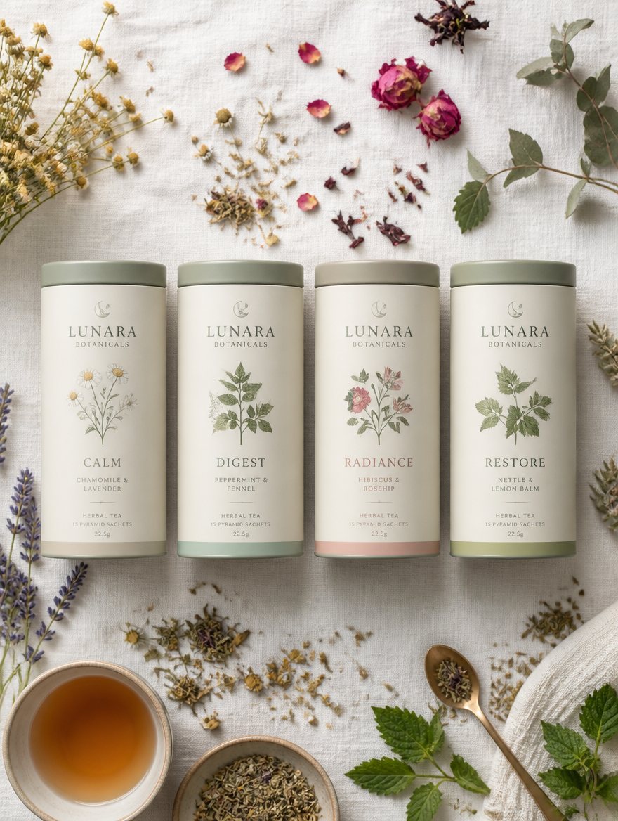 Gamme — collection tisanes Lunara Botanicals