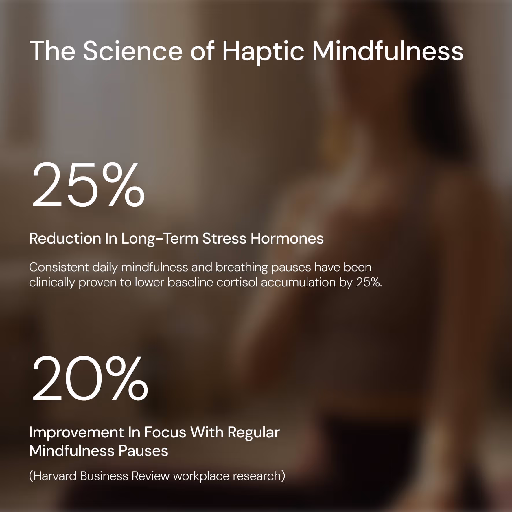 Stats on reducing stress hormones by 25% and improving focus by 20% through daily mindfulness pauses.