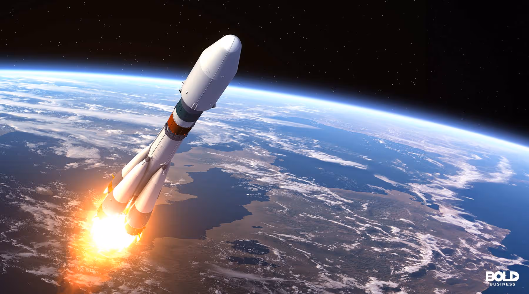 rocket launching over earth surface