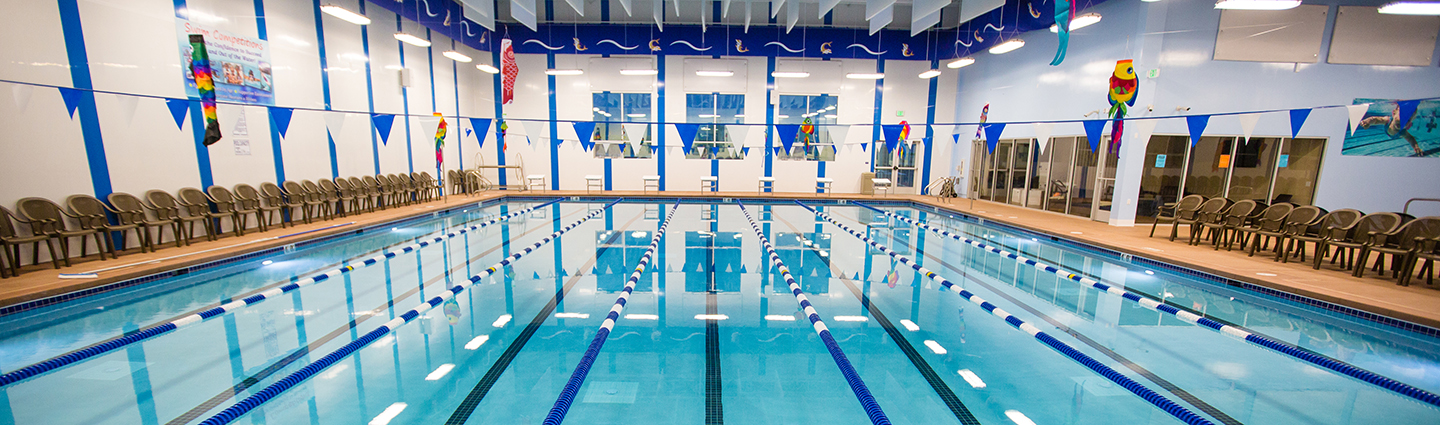 wide shot of an indoor swimming pool