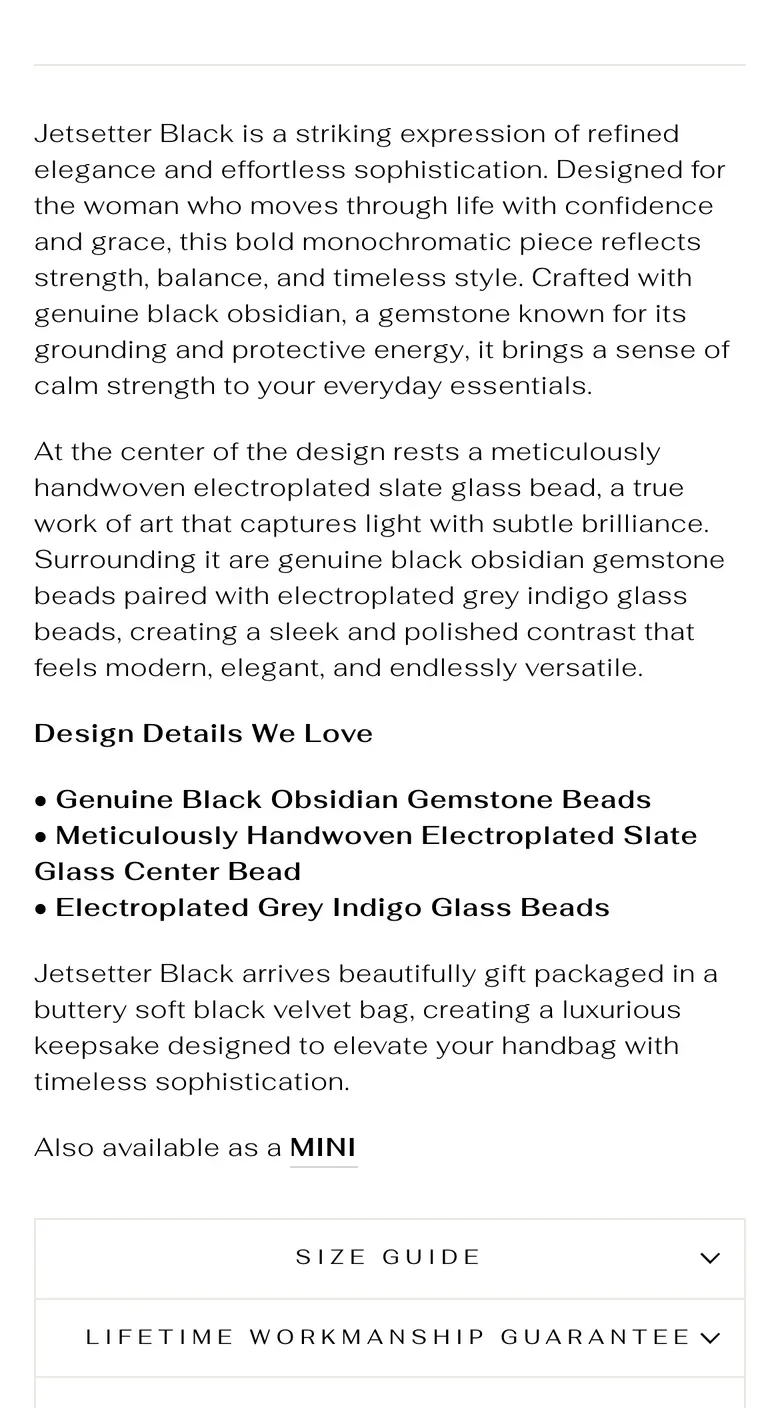 The April 2026 product page scrolled down: long description paragraphs and no sticky add-to-cart bar.