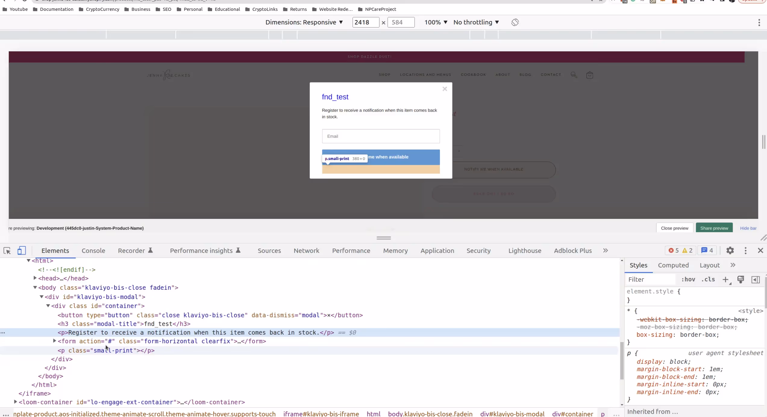 A browser displays a popup window labeled log_test with HTML code and developer tools visible at the bottom of the screen.