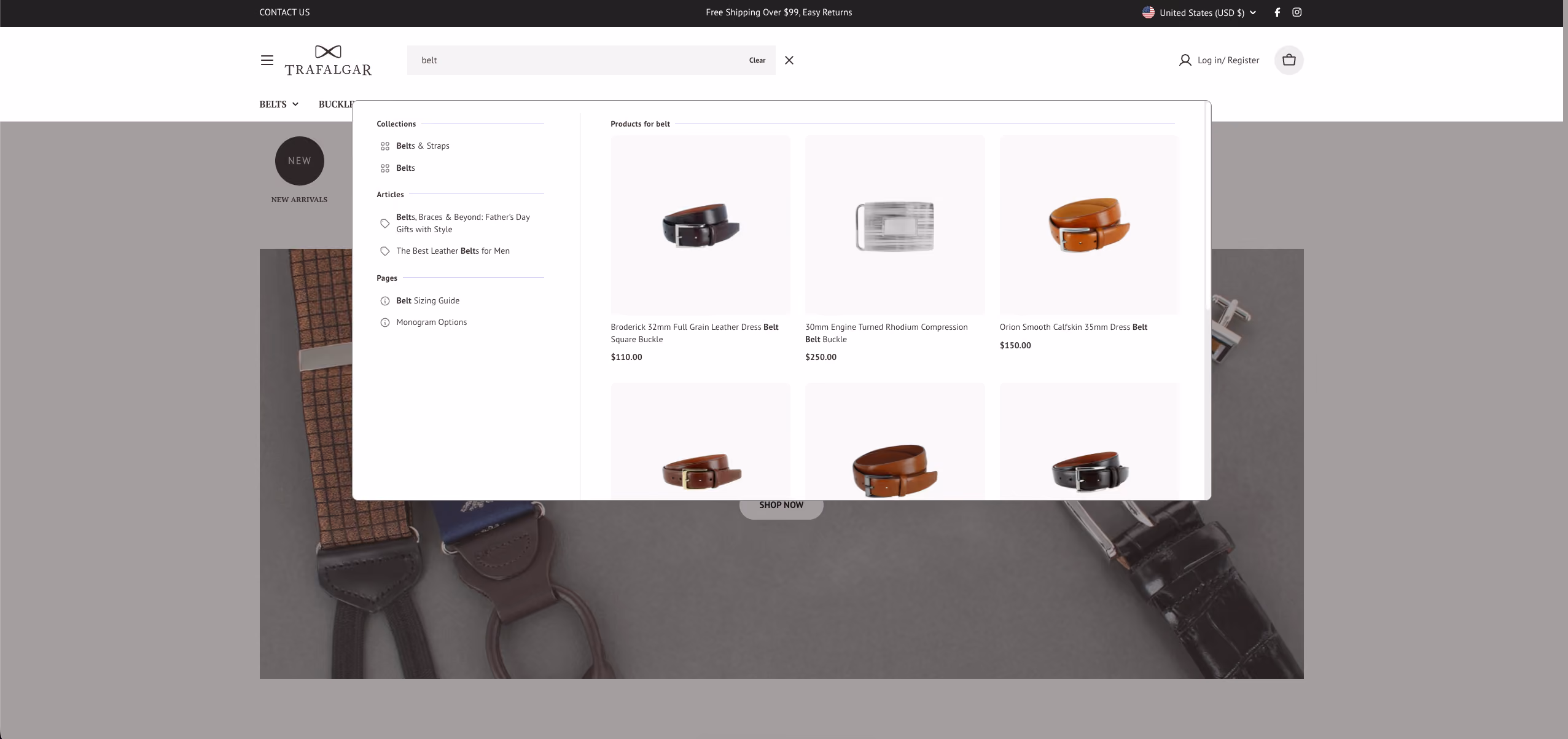 A screencapture of the product search
