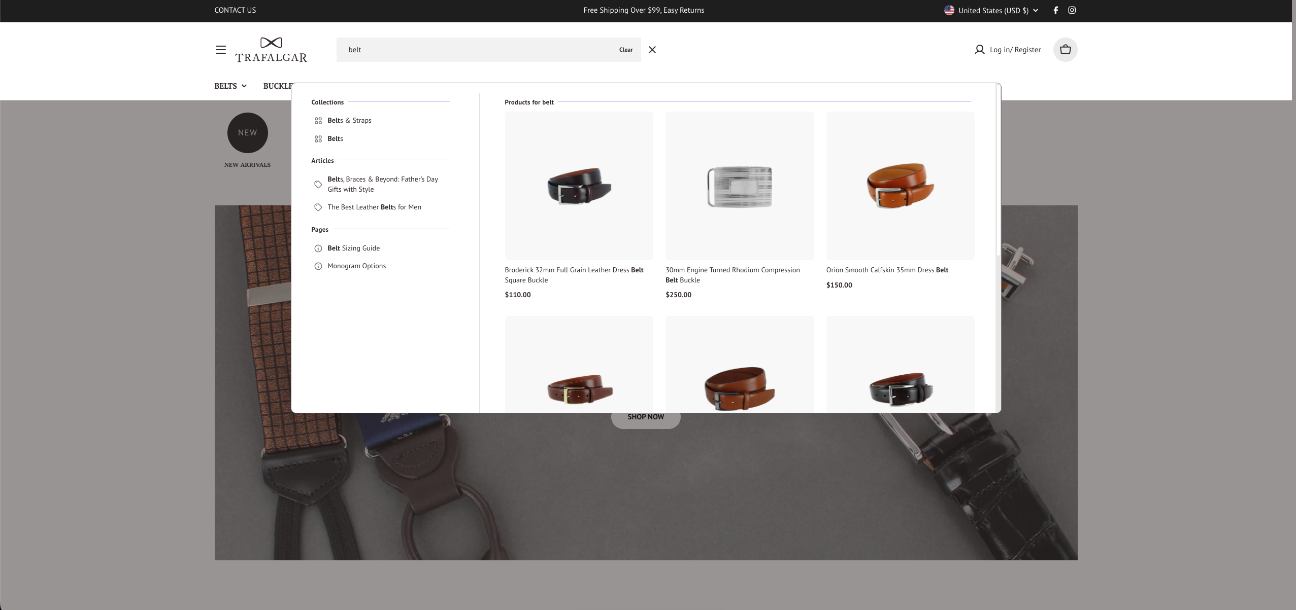 A screencapture of the product search