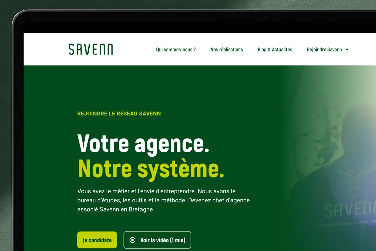 Site web Savenn réalisé par l'agence Apollo à Brest : gros plan sur la page Ouvrir mon agence