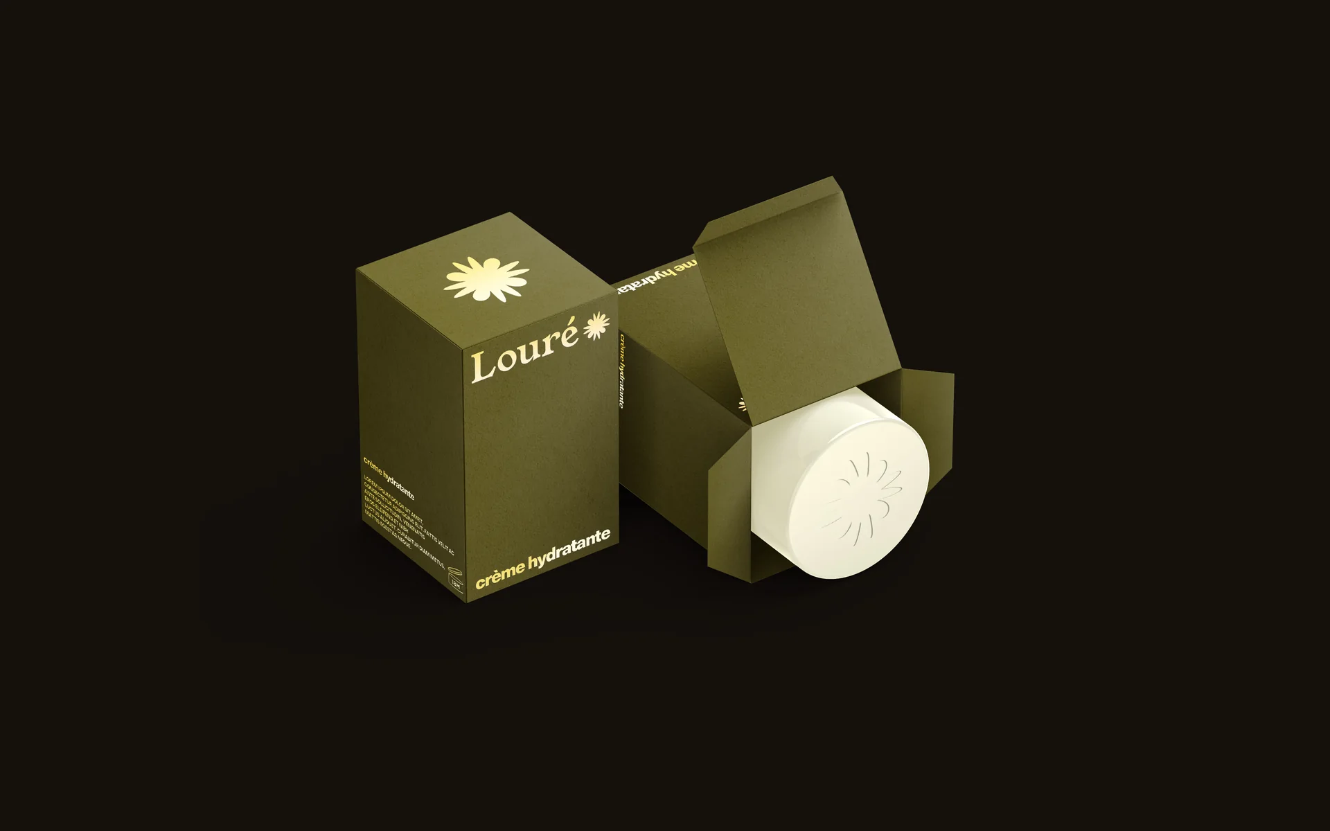 Packaging de la marque Louré, concept graphique de l'agence Apollo