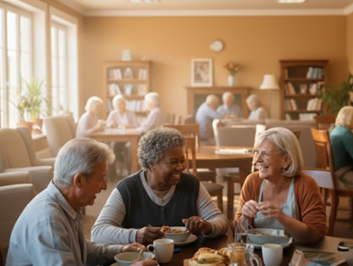 Group of older adults together in one room