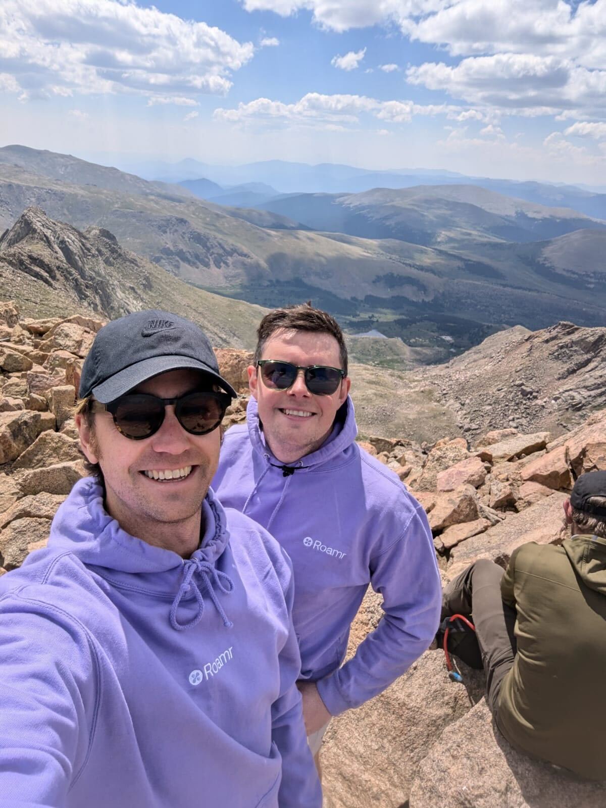 Two Roamr team Members at the Top of Mt Bierstadt in Denver