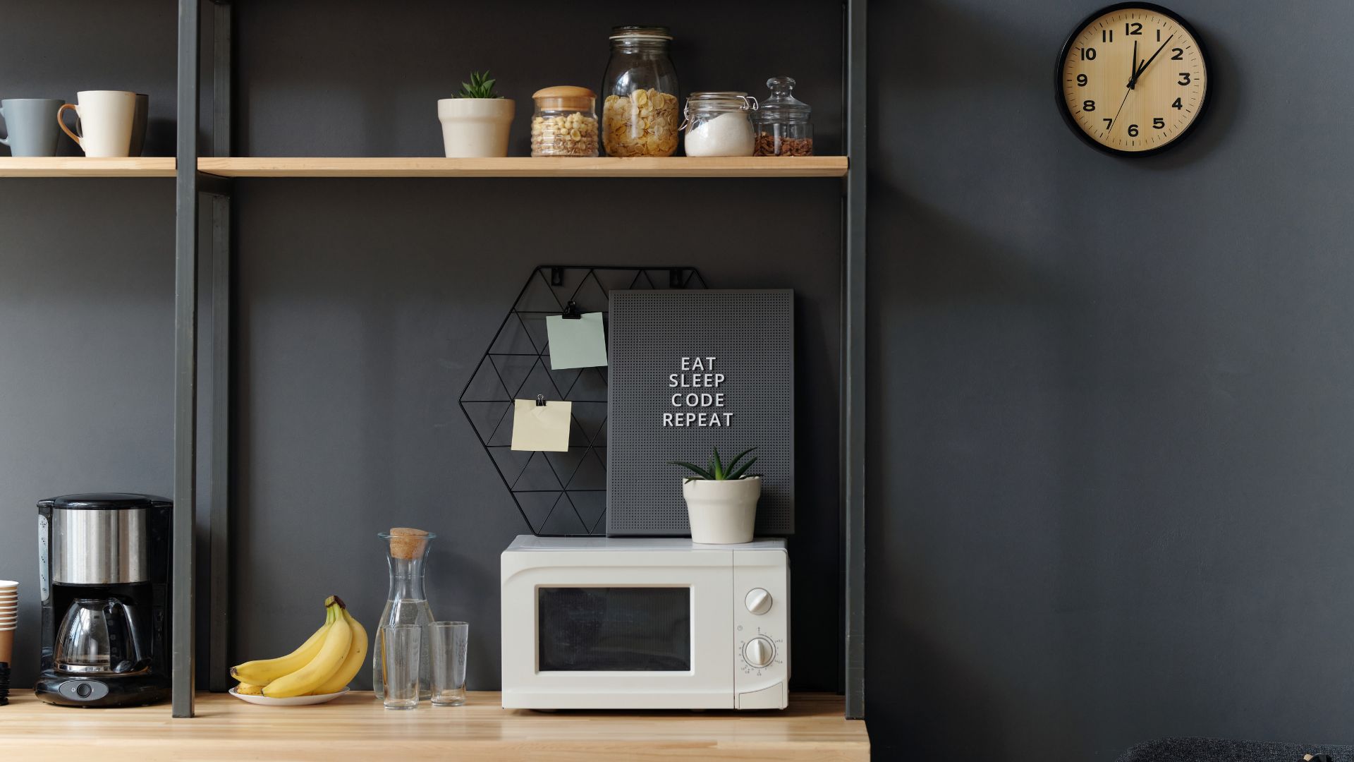 office kitchen with bananas
