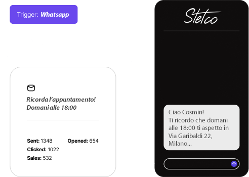 Promemoria di appuntamento alle 18:00 inviato automaticamente tramite il Chatbot AI.