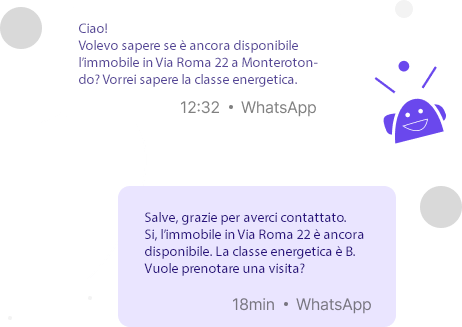 Chat di whatsapp per la gestione di una richiesta visita immobile da parte di un cliente.