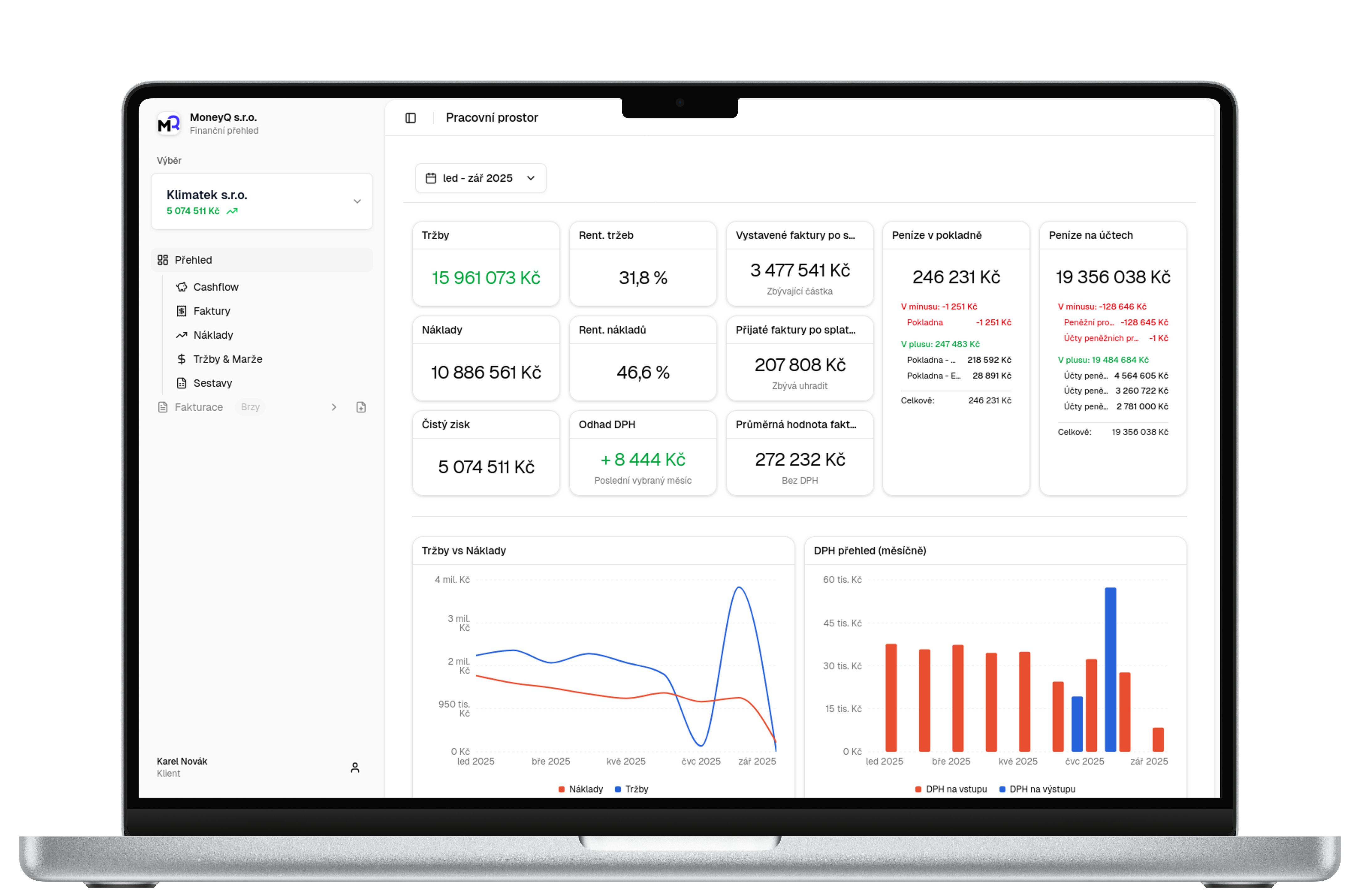 Náhled aplikace reporting portálu na desktopovém rozlišení.