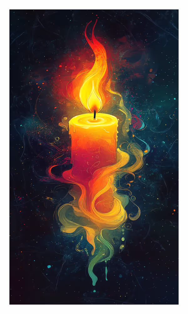 The Candle Universe Card - Symbol of awakening and inner wisdom, featuring a radiant candle flame illuminating the darkness. Represents clarity and spiritual growth.
