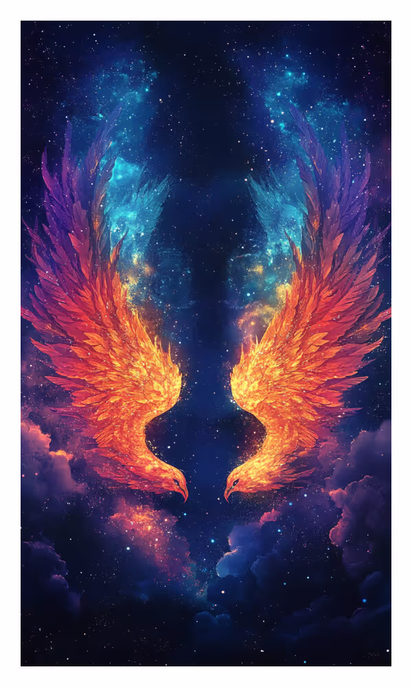 The Wings Universe Card - Radiant wings glowing in cosmic hues, symbolizing freedom, elevation, and the power to rise above limitations into infinite possibilities.