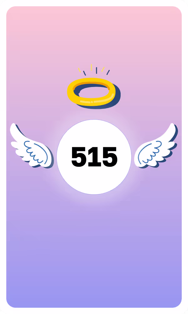 Illustration of Angel Number 515 with wings and a halo, symbolizing divine guidance and spiritual insight.