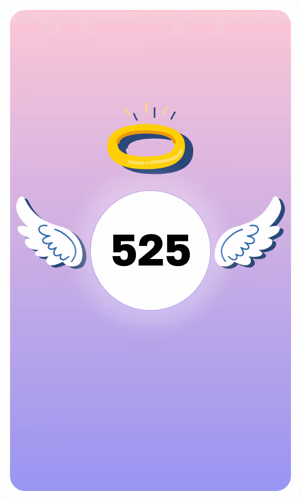 Illustration of Angel Number 525 with wings and a halo, symbolizing divine guidance and spiritual insight.