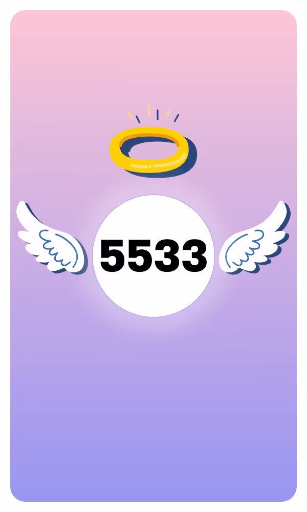 Illustration of Angel Number 5533 with wings and a halo, symbolizing divine guidance and spiritual insight.