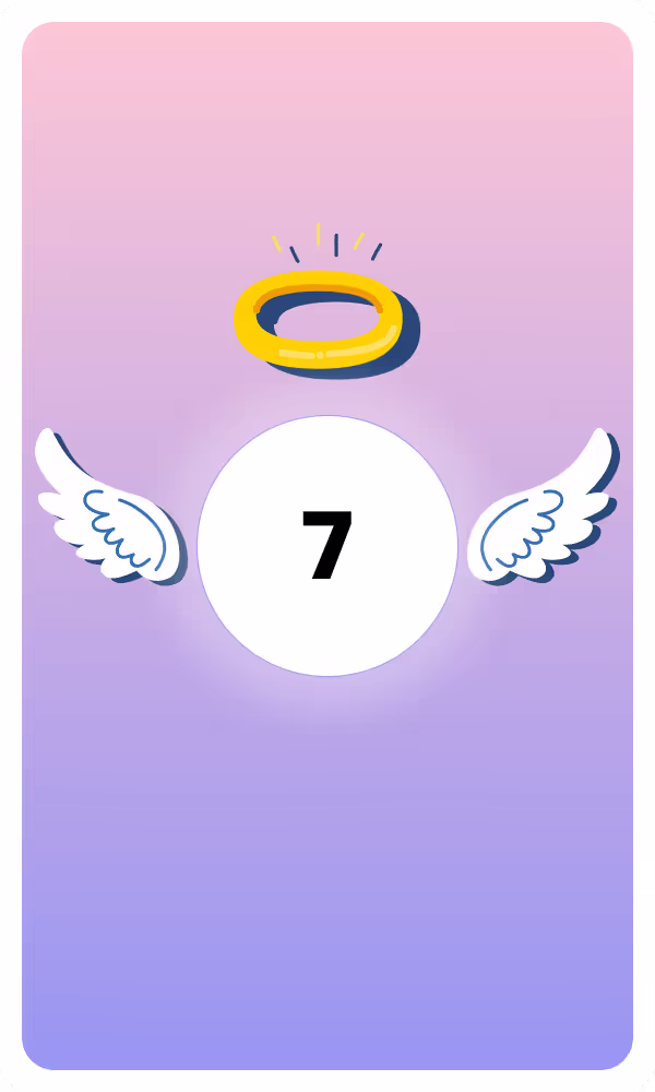 Illustration of Angel Number 7 with wings and a halo, symbolizing divine guidance and spiritual insight.