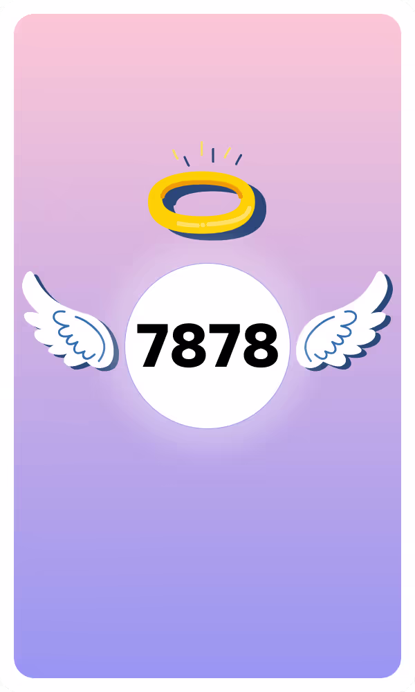 Illustration of Angel Number 7878 with wings and a halo, symbolizing divine guidance and spiritual insight.