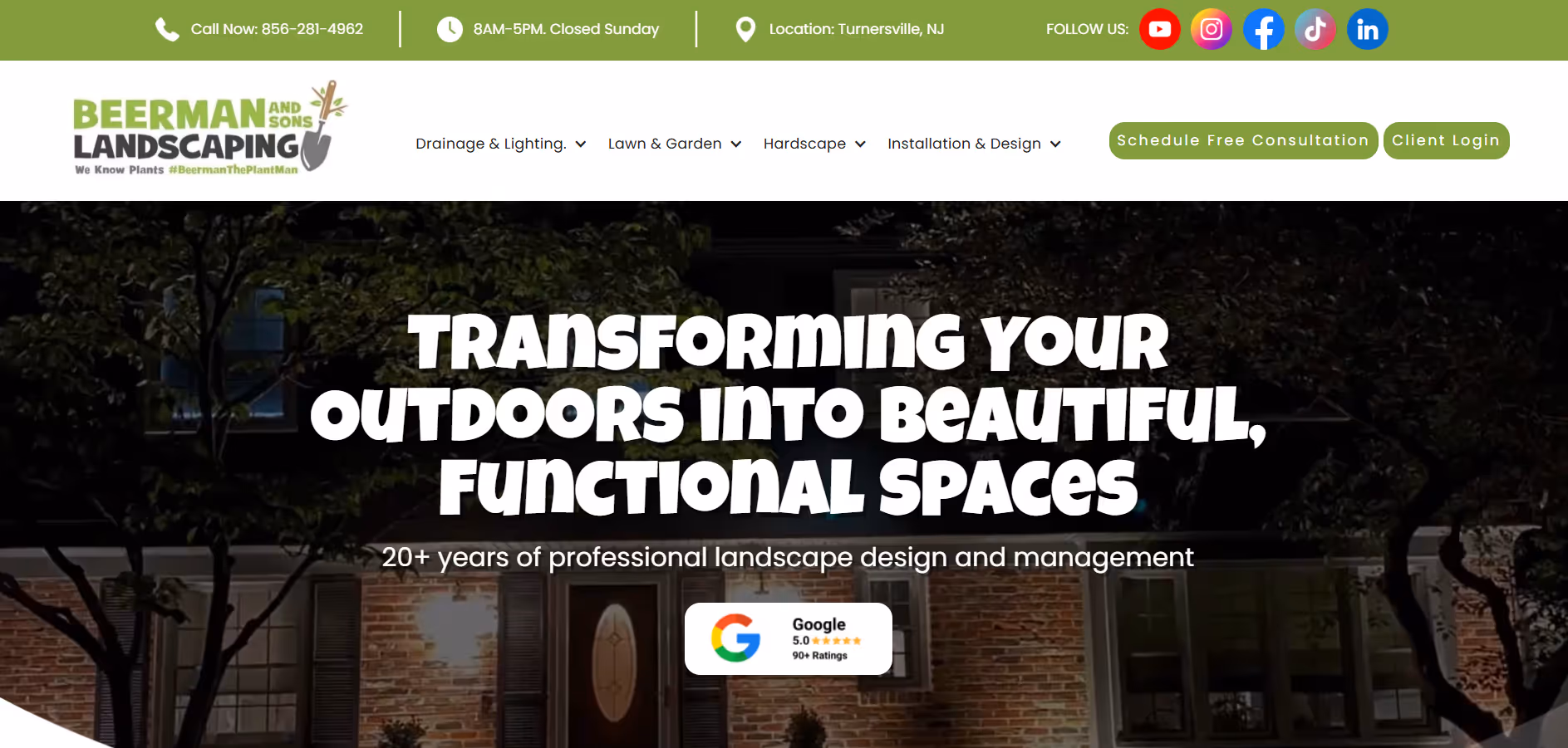 example of a landscaper site Pennypack Web Designs has built