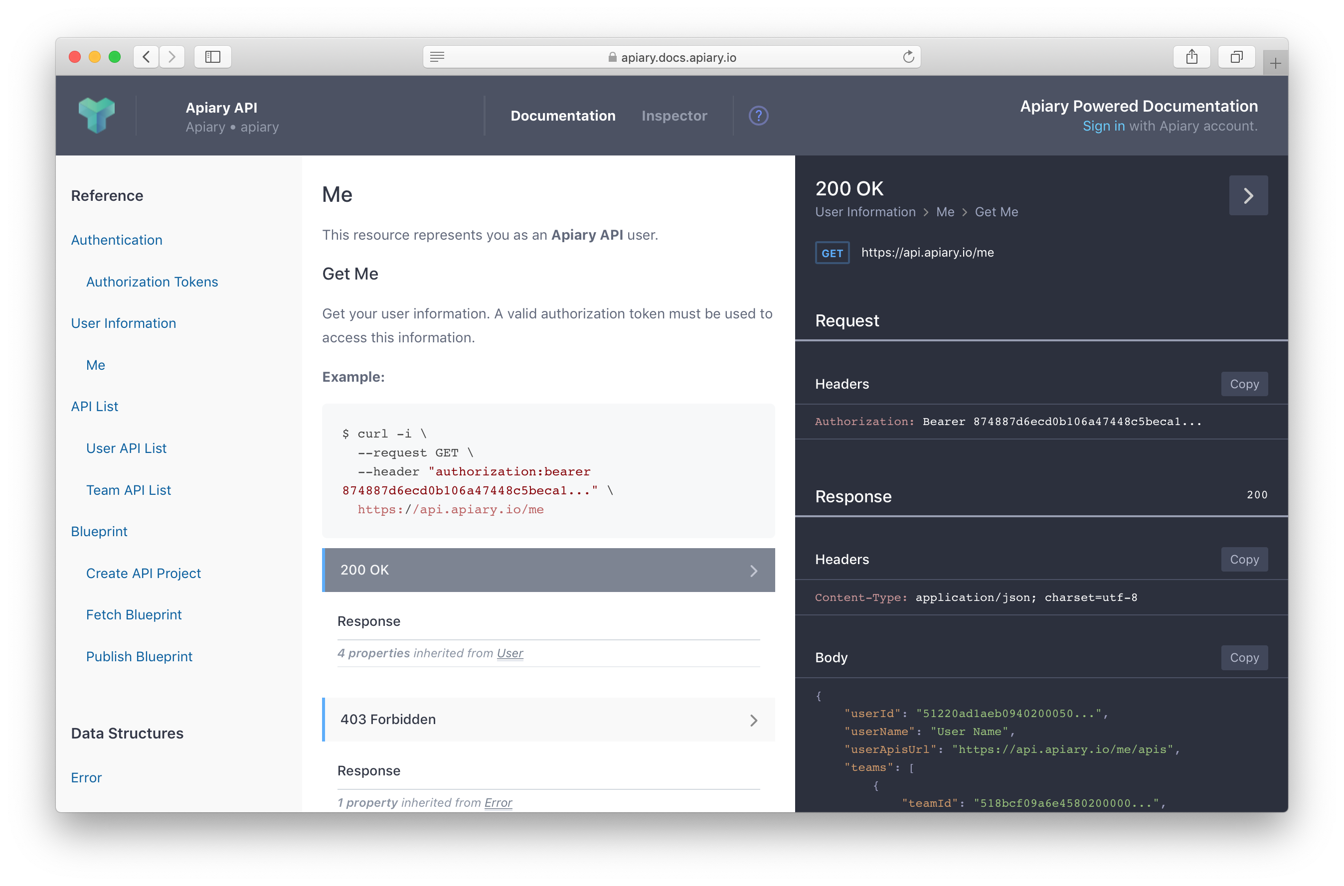 Image: Apiary user interface screenshot