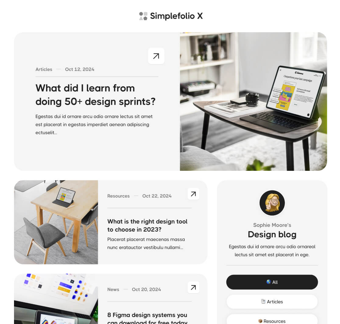 Simplefolio X - Blog Page - Design Portfolio Webflow Template