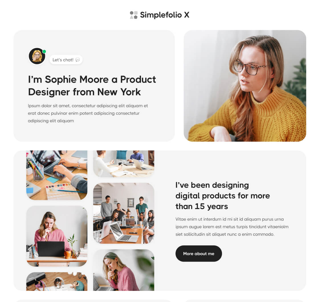 Simplefolio X - Home V1 Page - Design Portfolio Webflow Template