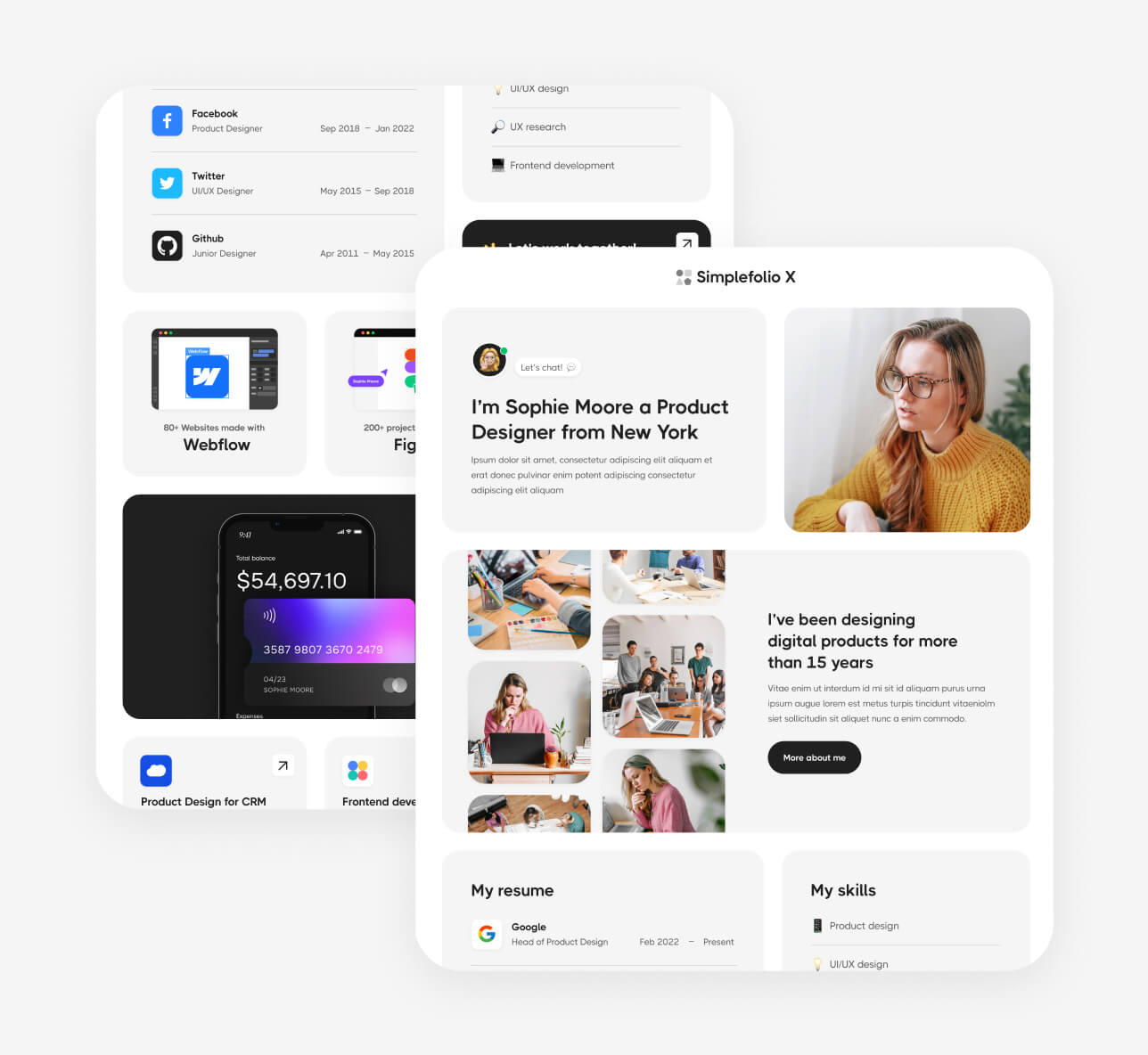 Simplefolio X - 22+ Pages Included - Design Portfolio Webflow Template