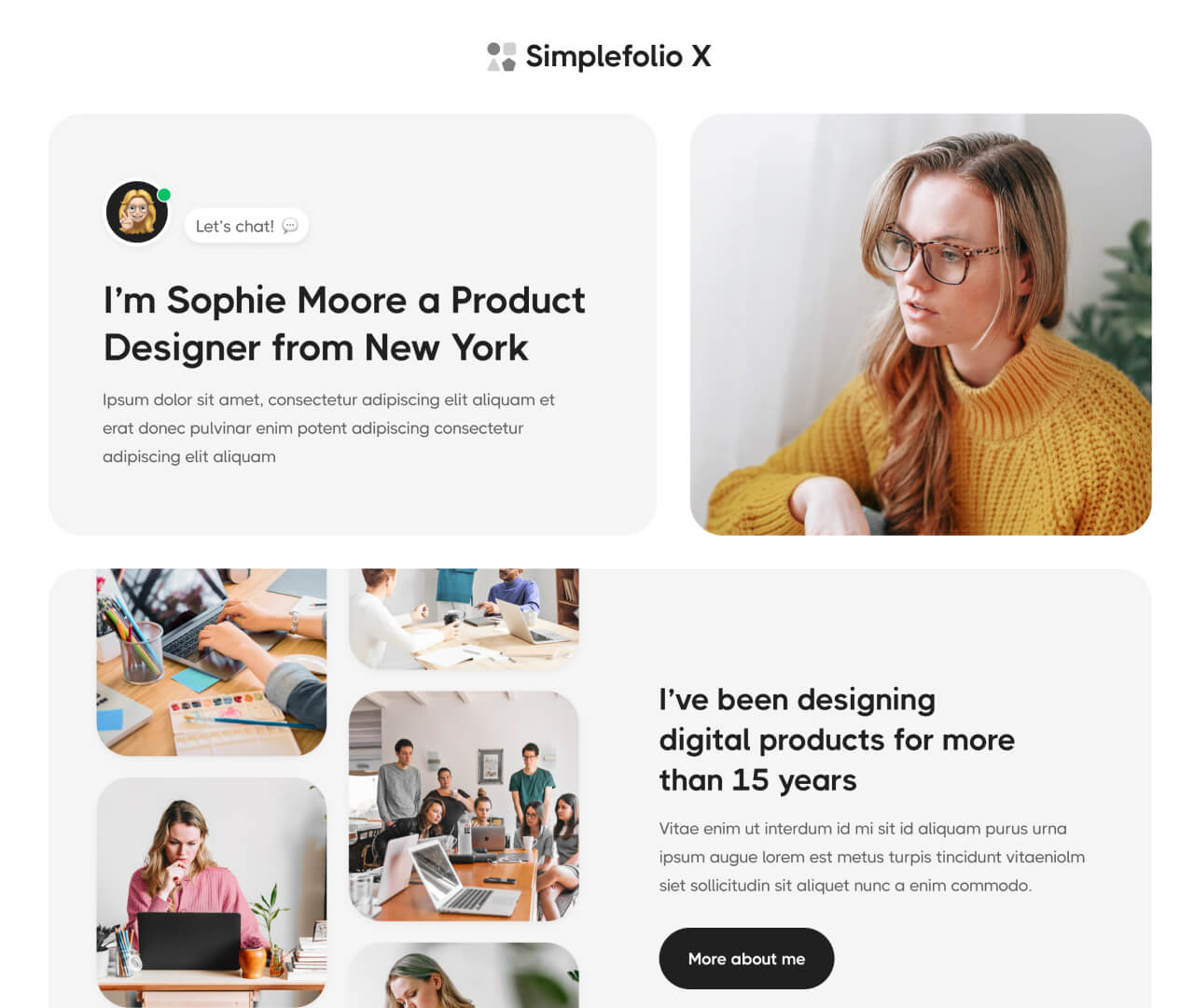 Simplefolio X - Home V1 Page - Design Portfolio Webflow Template