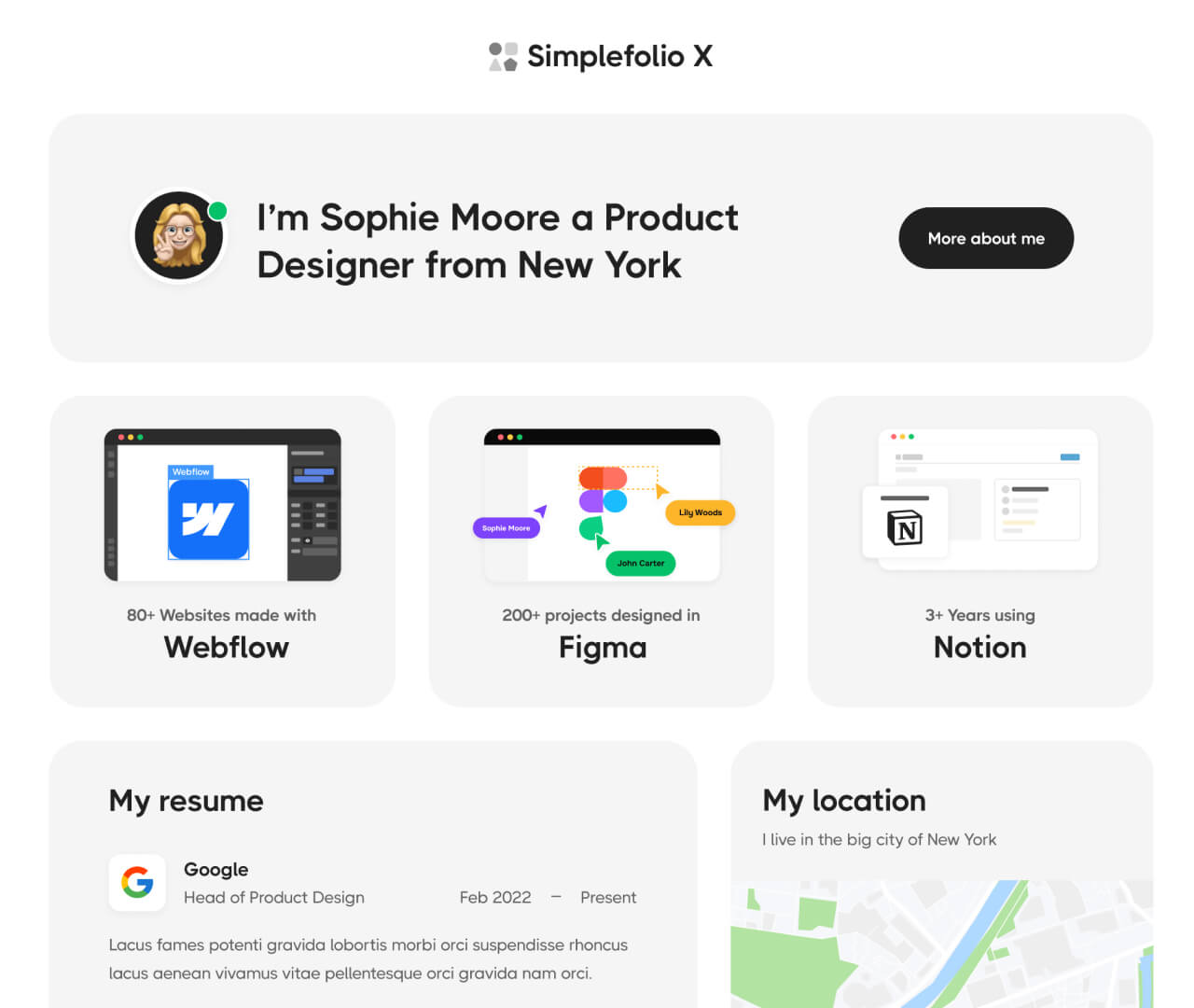 Simplefolio X - Home V3 Page - Design Portfolio Webflow Template