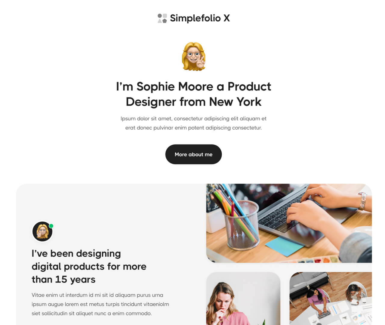 Simplefolio X - Home V2 Page - Design Portfolio Webflow Template