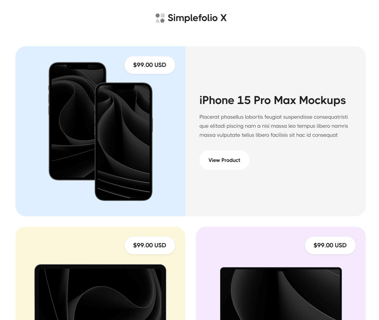 Simplefolio X - Shop V1 Page - Design Portfolio Webflow Template