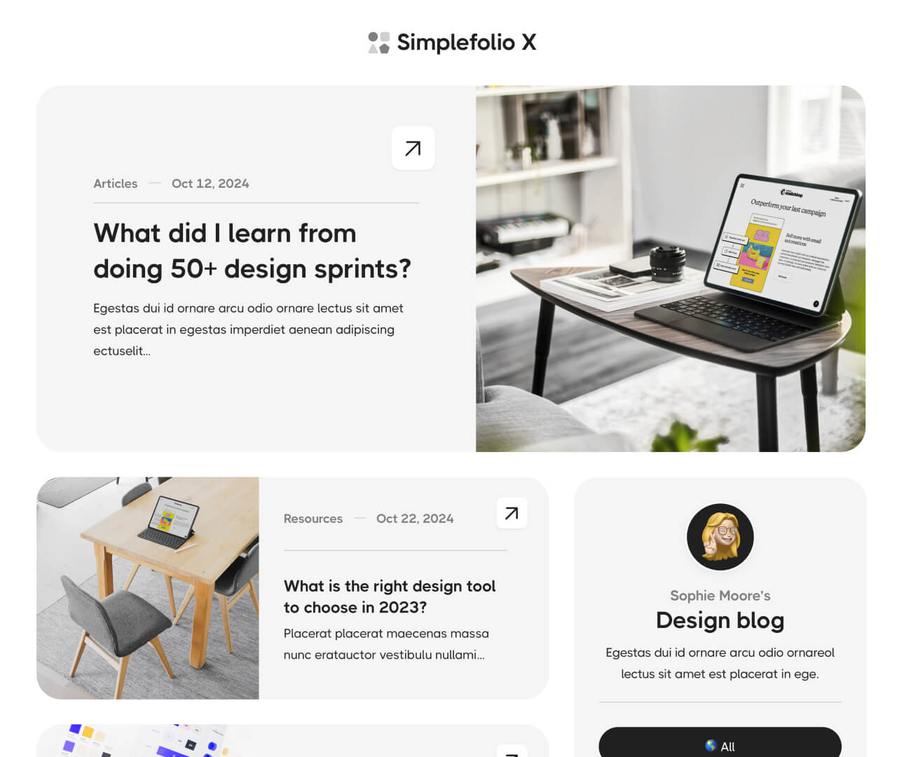Simplefolio X - Blog Page - Design Portfolio Webflow Template