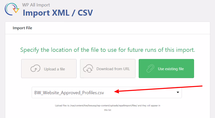 import setup on wordpress