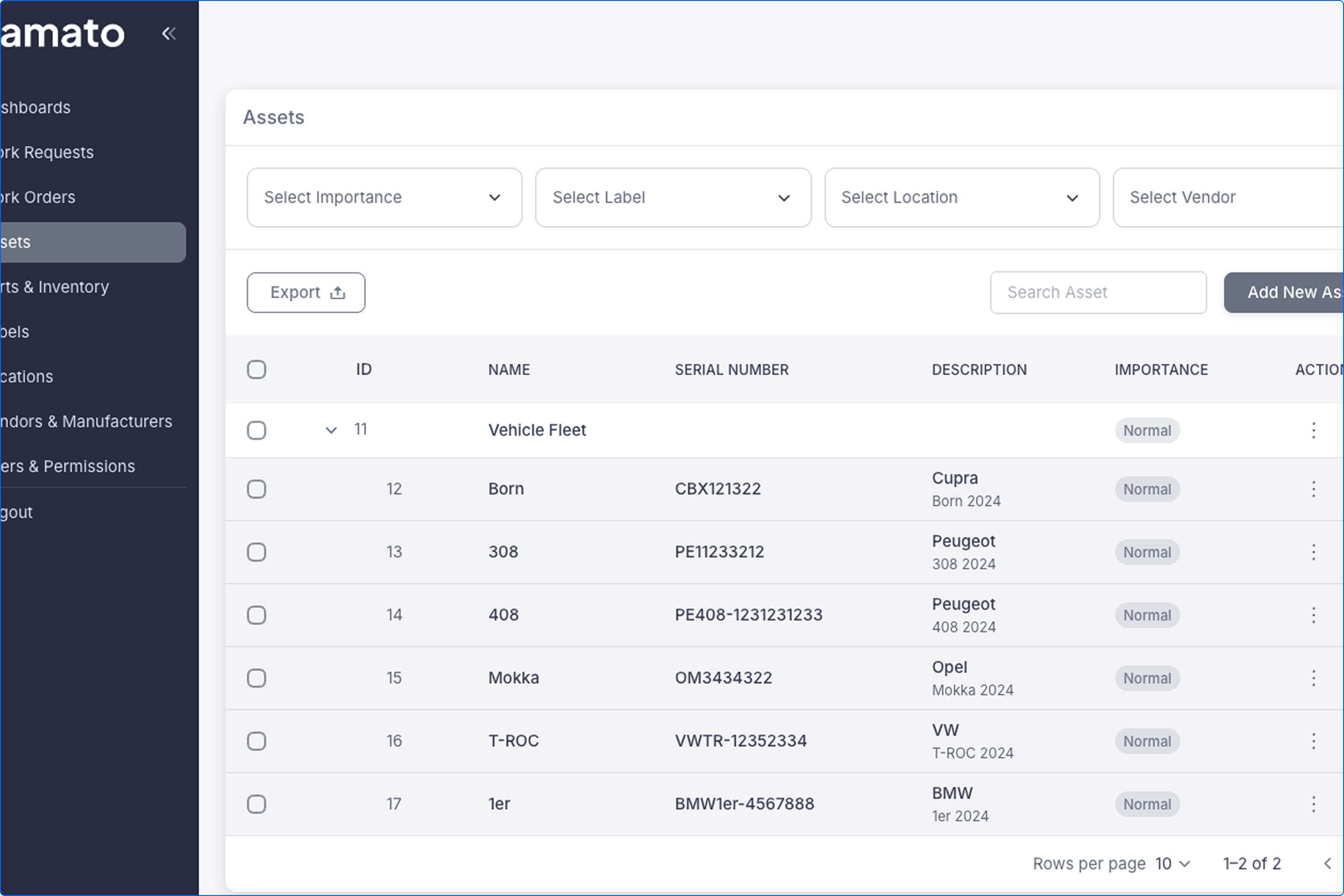 Dashboard mockup