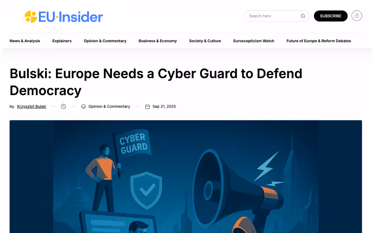 Krzysztof Bulski eu policy columnist writes for eu insider