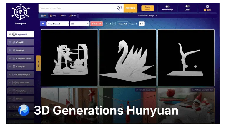 Promptus output gallery showing detailed creative results