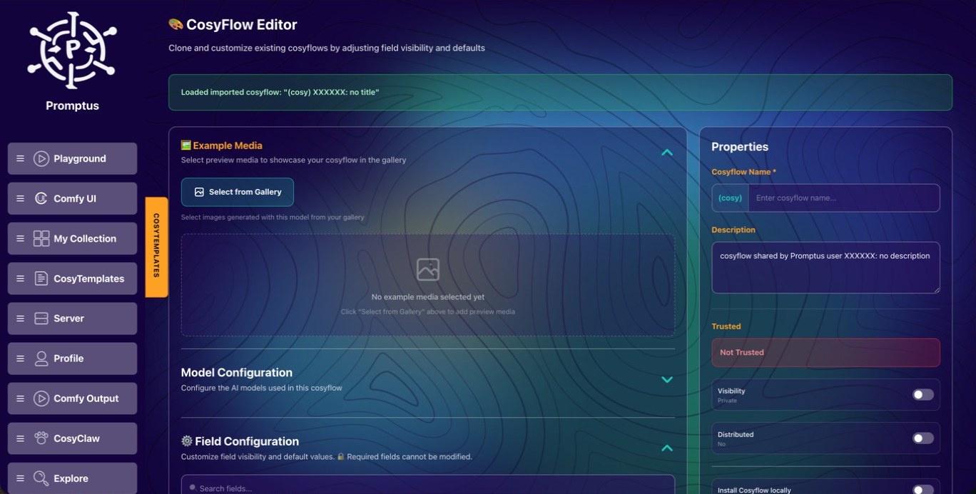 Name and description in the CosyFlow Editor