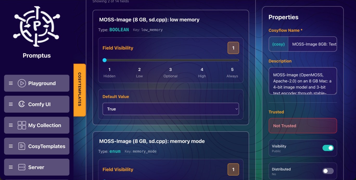 Visibility set to Public in the CosyFlow Editor