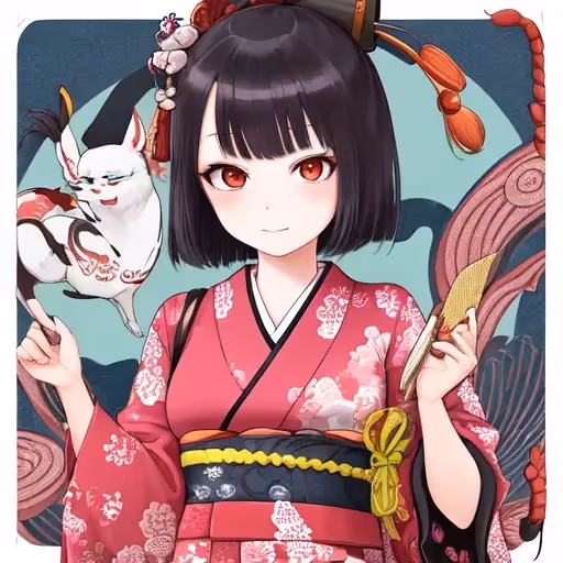 Dans le style de l'ukiyo-e japonais traditionnel allié à un charme illustratif moderne, créez une image basée sur : une écolière.