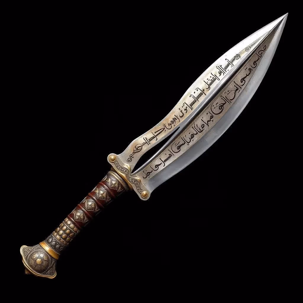 Cimetière bifurqué légendaire d'Ali ibn Abi Talib (VIIe siècle), souvent représenté avec une pointe fendue et considéré comme très important dans l'iconographie islamique