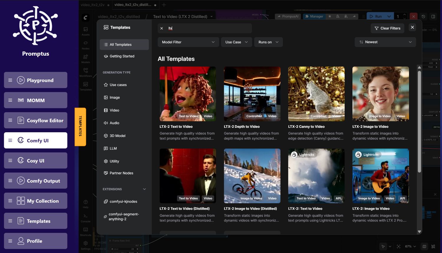 promptus ai platform cosy ui