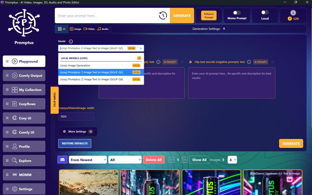 z-image workflows locally