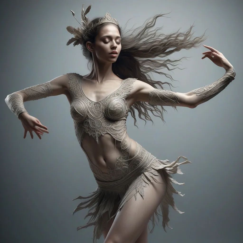 Young lady dancing with hand movement image generated on Promptus AI.
