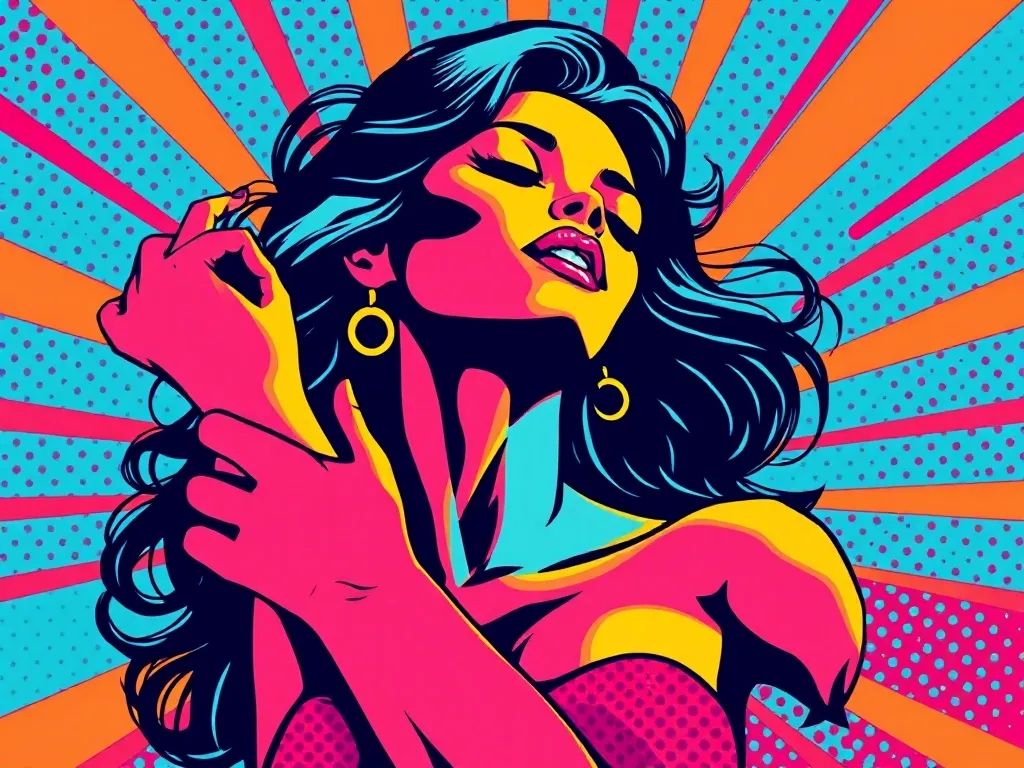 Pop-Art einer tanzenden Frau, generiert auf Promptus AI.